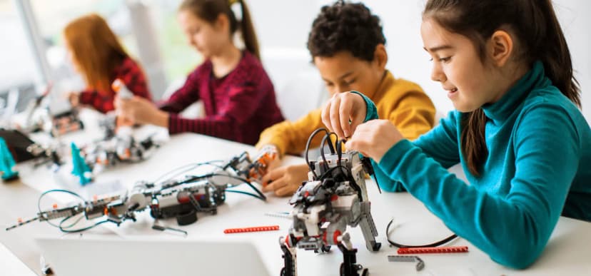 Students in robotics lab